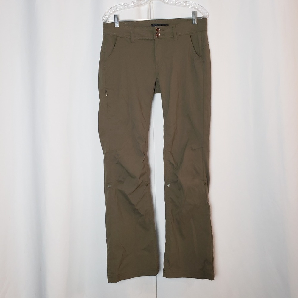Prana Halle Hiking Pants Womens 8 Regular Olive Green Stretch Zion Roll Up Leg